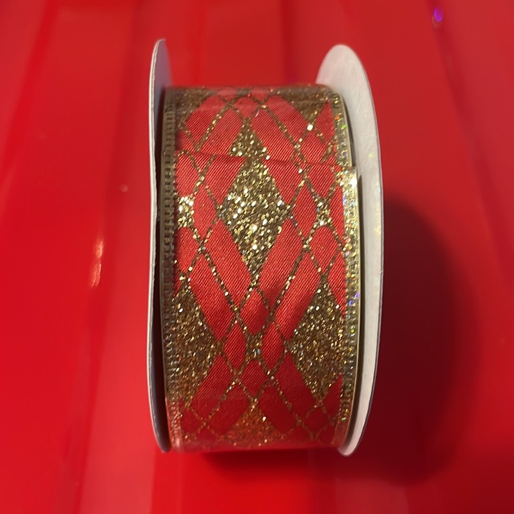 Darice Red Gold Christmas Wired Ribbon